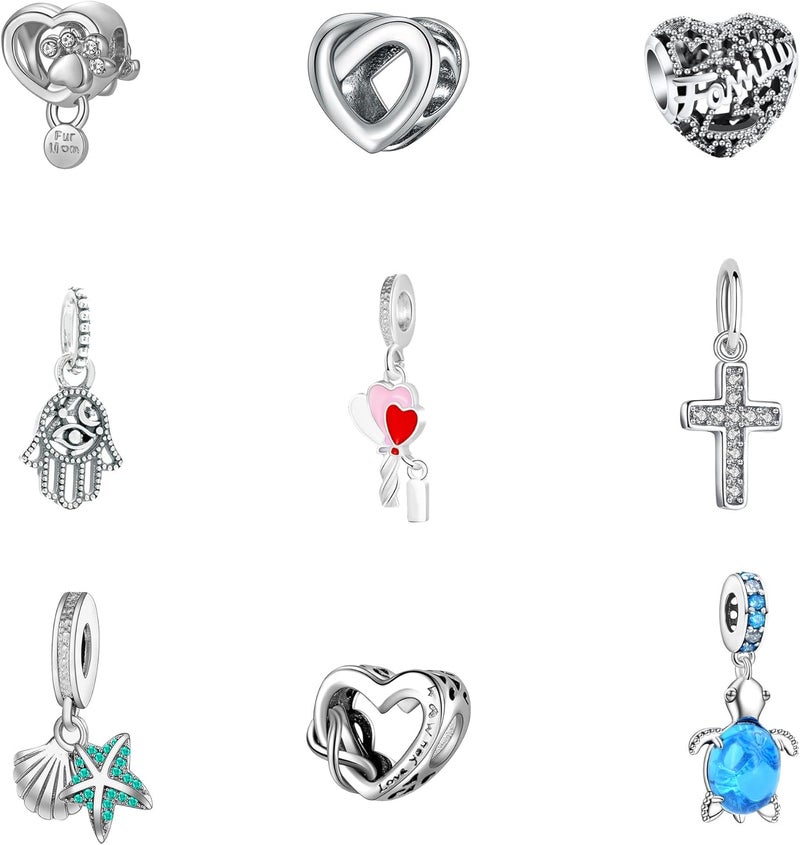 Acrobious 9PCS European Charms Beads Pendant For Bracelet, Charms DIY Bracelets Necklace Jewellery Gift - Image 1